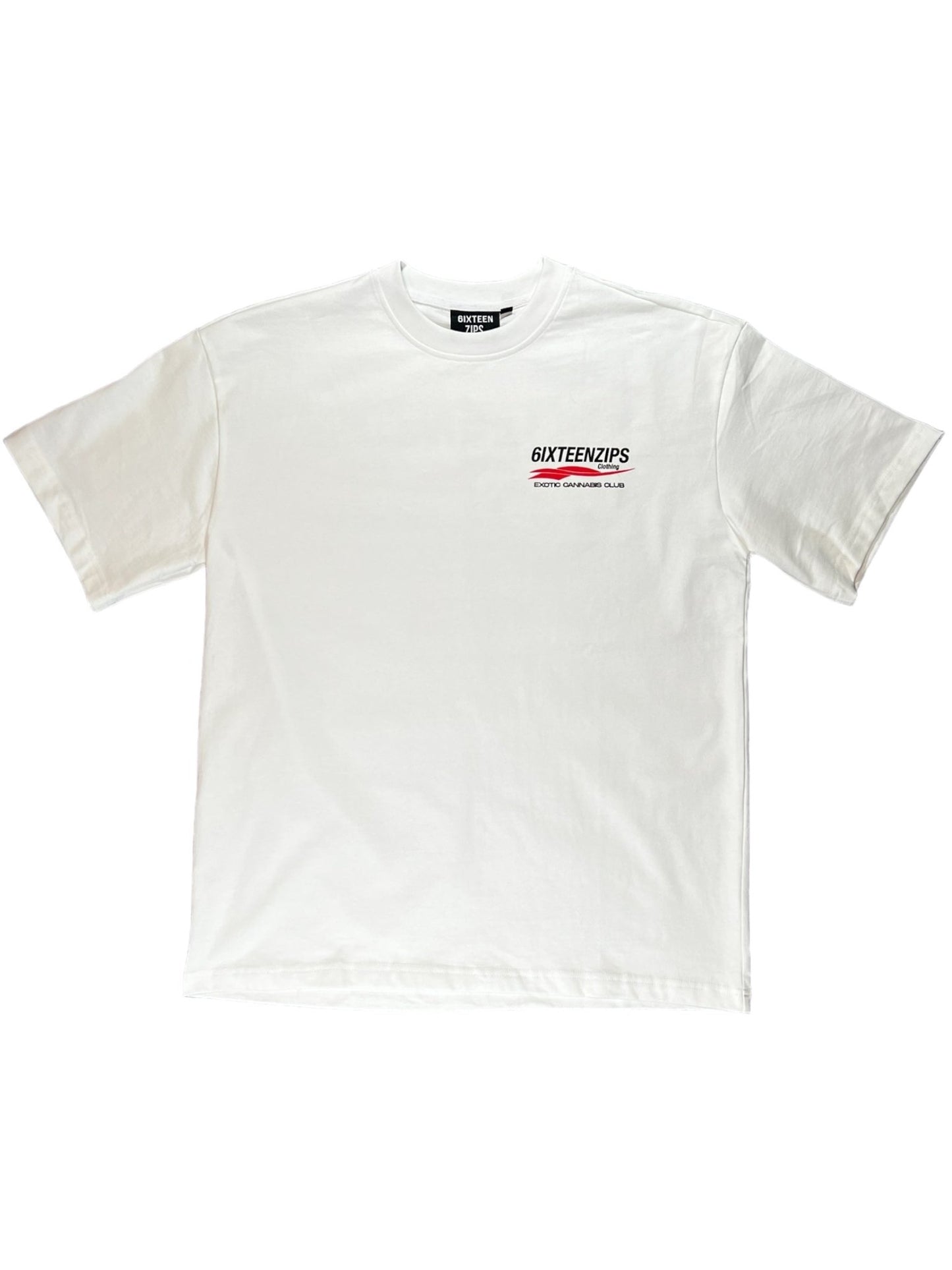 “Exotic Cannabis Club” Heavyweight Luxury White Tee - 6iXTEEN Zips