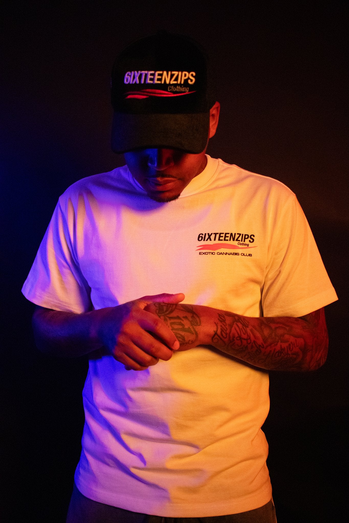 “Exotic Cannabis Club” Heavyweight Luxury White Tee - 6iXTEEN Zips