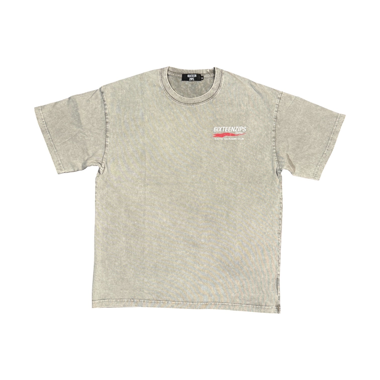 “Exotic Cannabis Club” Mineral Wash Grey Tee - 6IXTEEN Zips