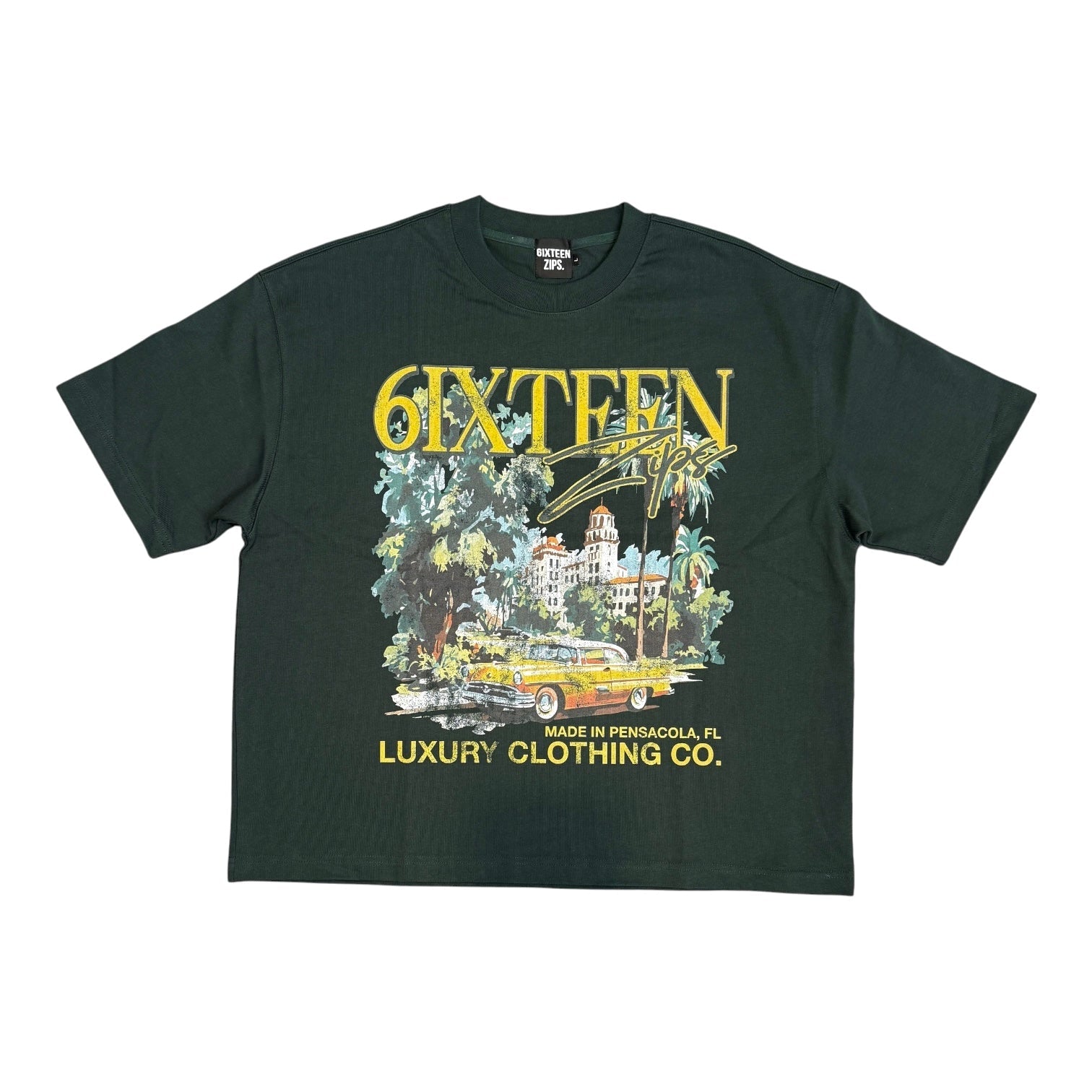 Forest Green “Belair” Boxy Heavyweight Tee - 6IXTEEN Zips