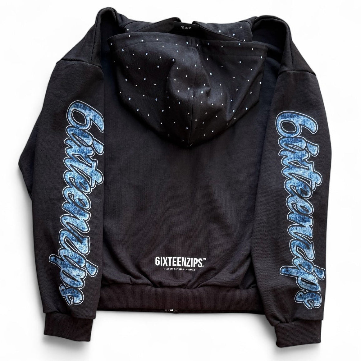 "Hidden Hills" Black French Terry Zip Up Hoodie - 6IXTEEN Zips