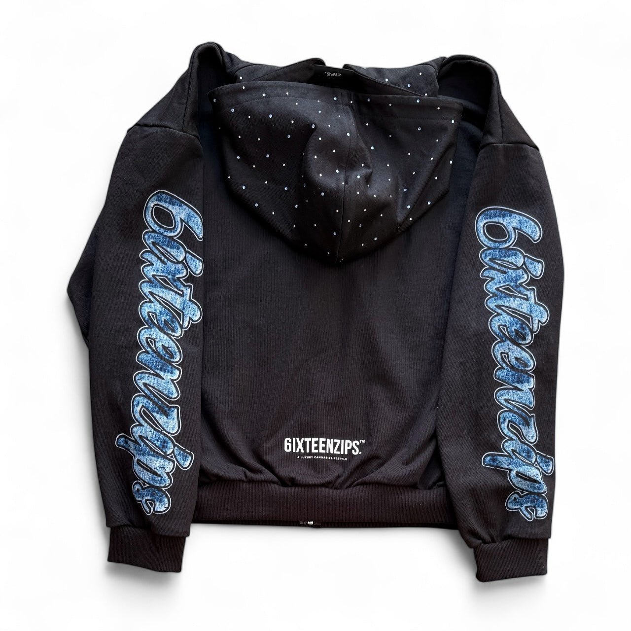 "Hidden Hills" Black French Terry Zip Up Hoodie - 6IXTEEN Zips