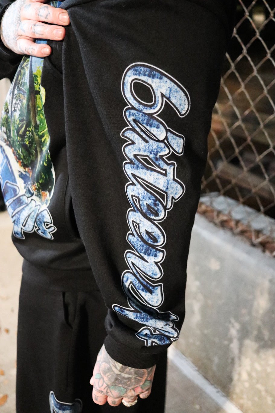 "Hidden Hills" Black French Terry Zip Up Hoodie - 6IXTEEN Zips