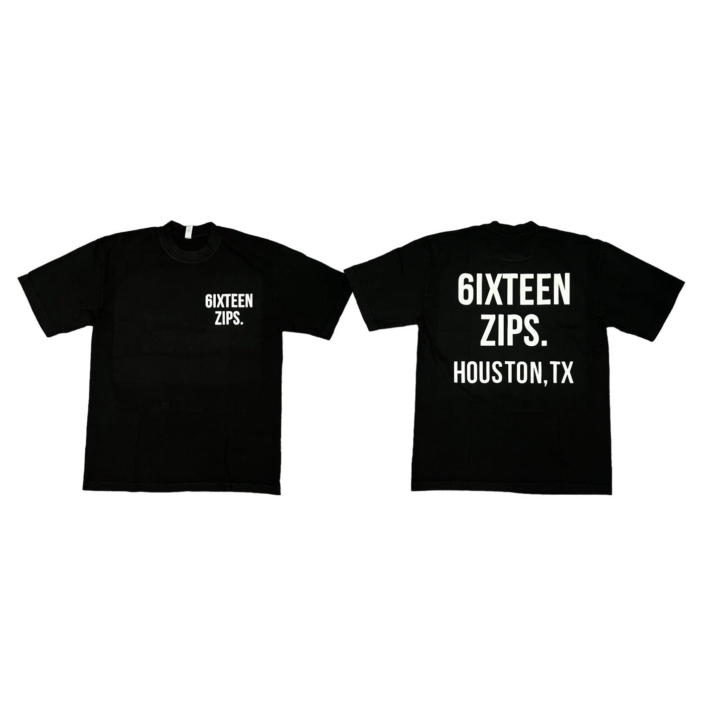 "OG Logo" Black/White Houston TX Popup Shop Exclusive Tee - 6iXTEEN Zips