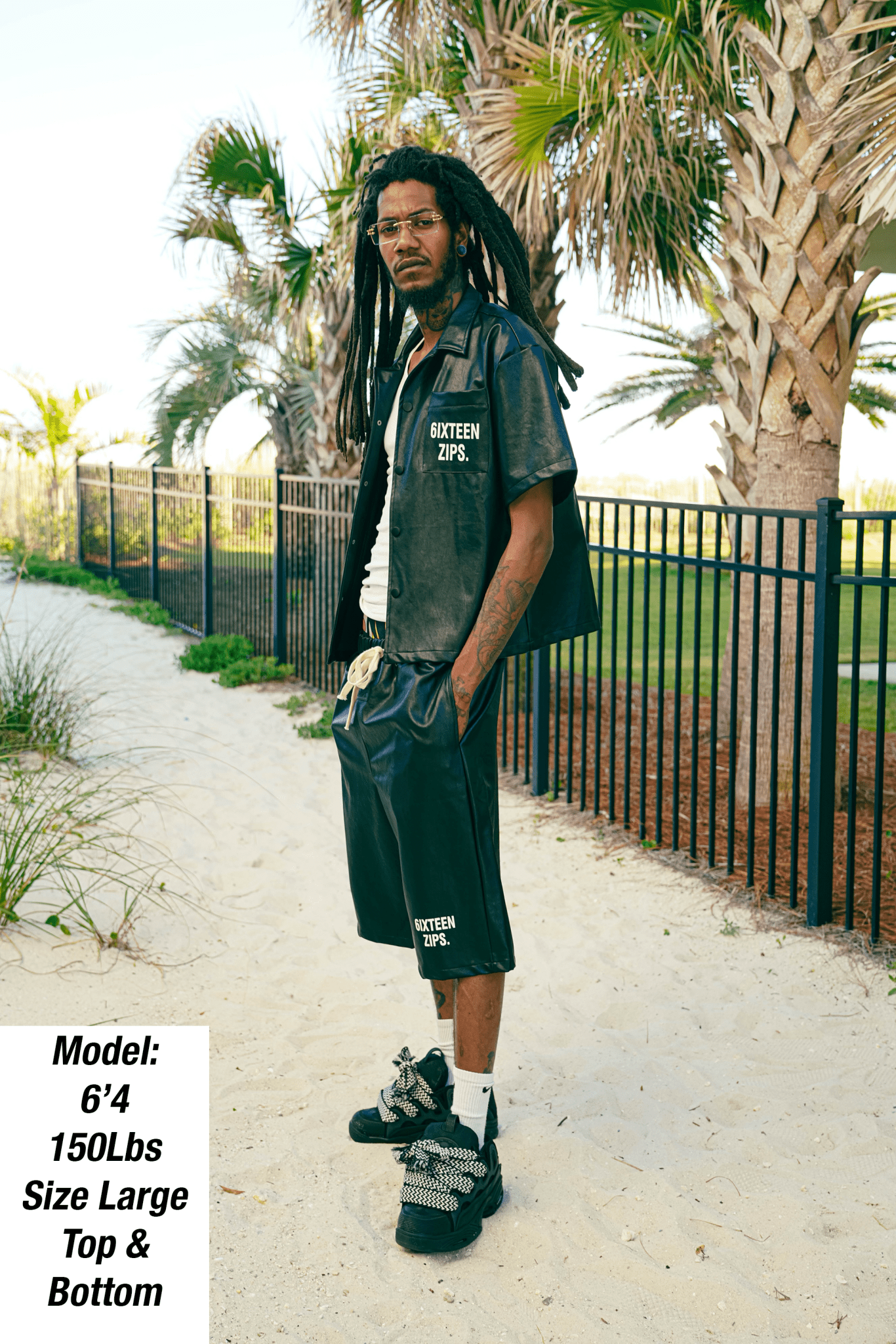 “OG” Logo Leather Shorts - 6IXTEEN Zips