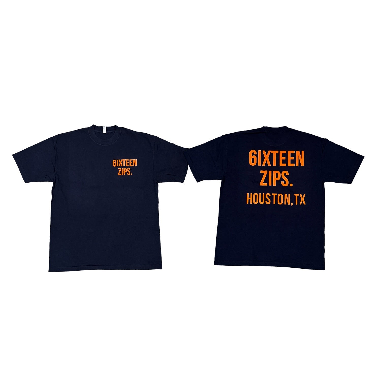 "OG Logo" Navy/Orange Houston TX Popup Exclusive Tee - 6iXTEEN Zips