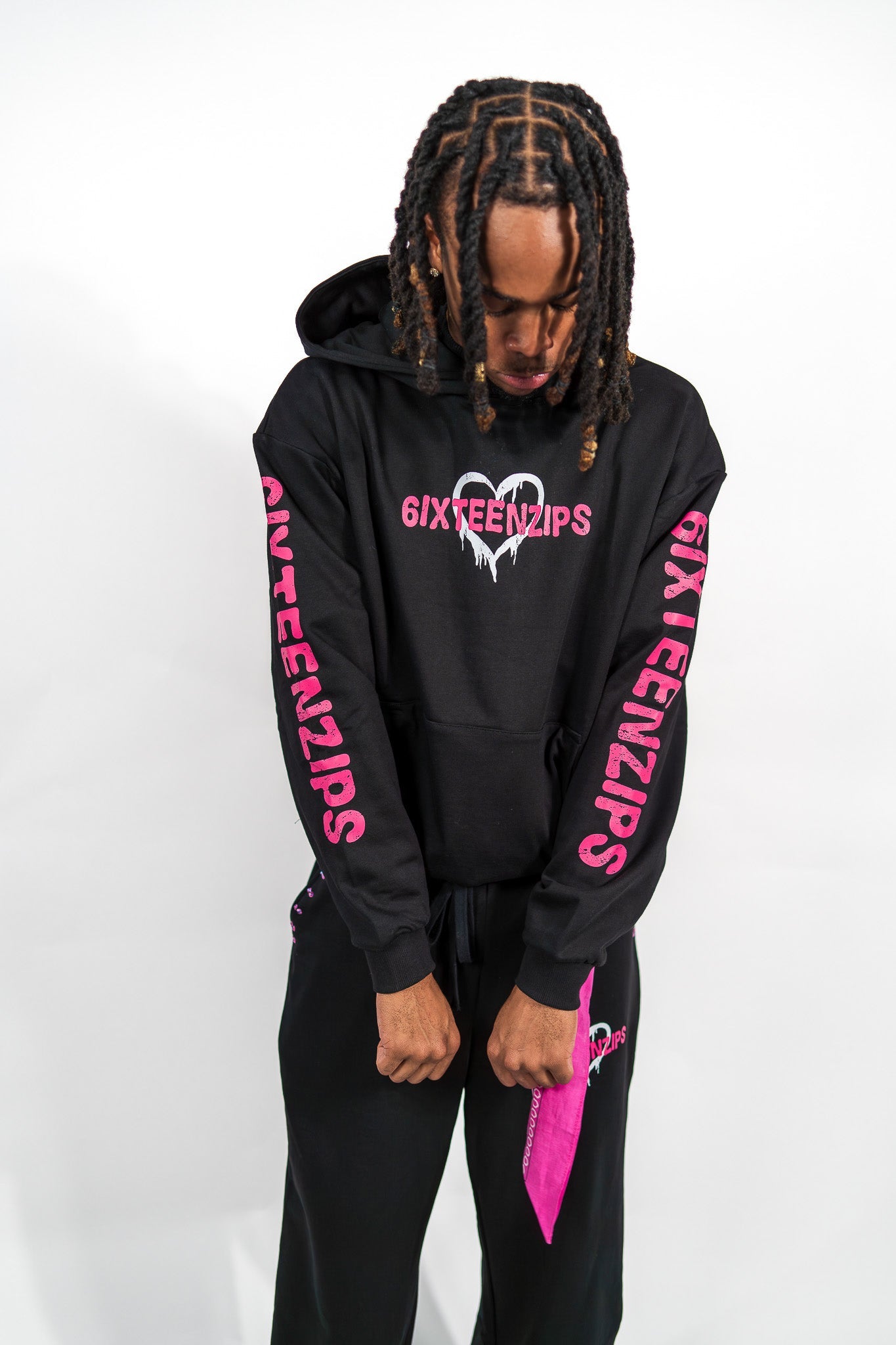 "Pretty Girls Love 6ixteenzips" Black/Pink Pullover Hoodie - 6IXTEEN Zips