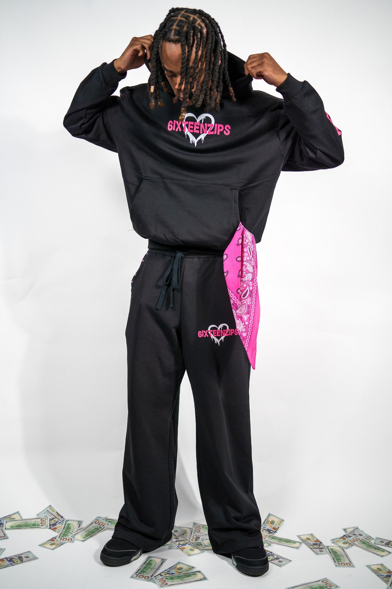 "Pretty Girls Love 6ixteenzips" Black/Pink Pullover Hoodie - 6IXTEEN Zips