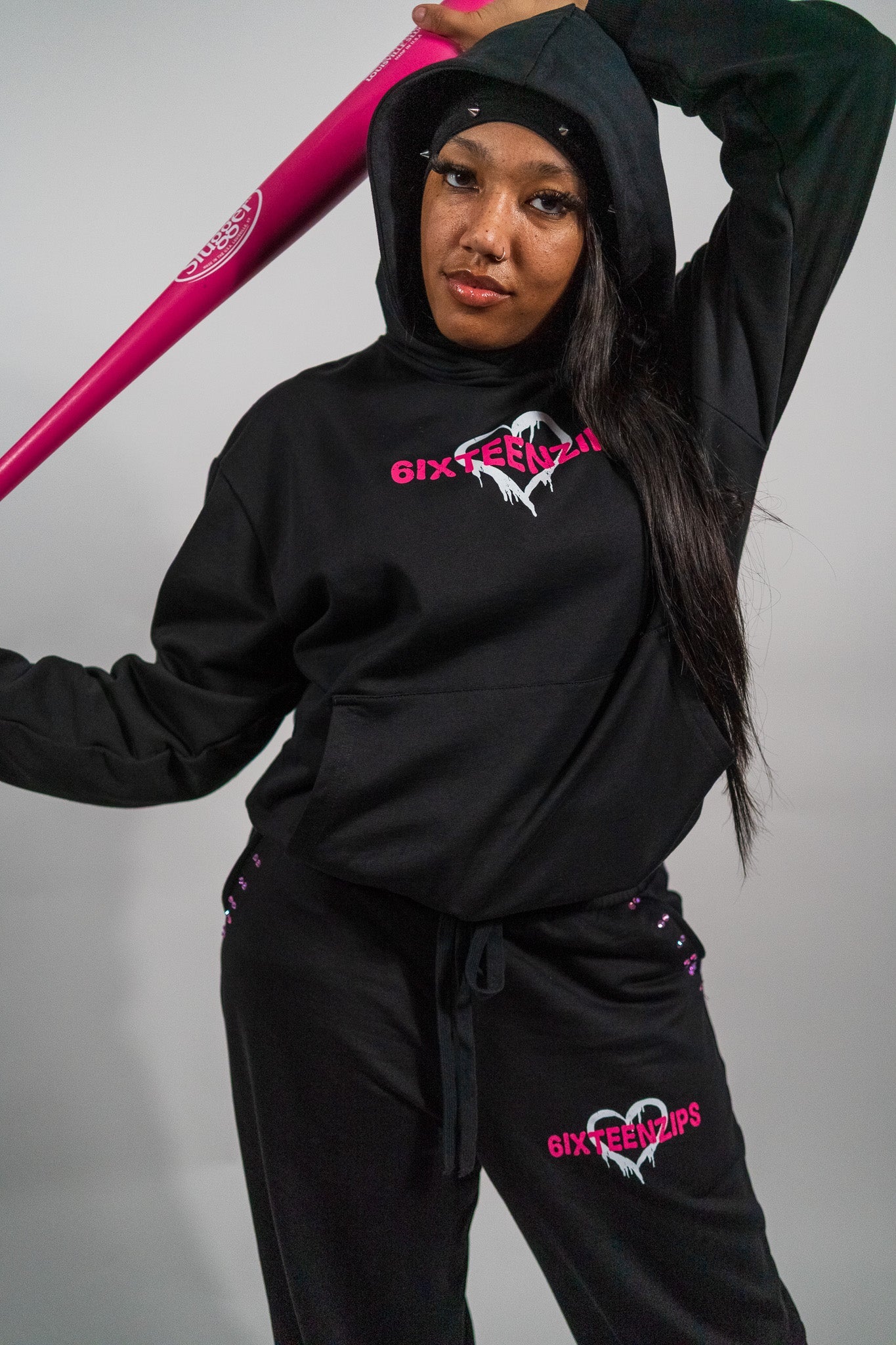 "Pretty Girls Love 6ixteenzips" Rhinestone Sweatpants - 6IXTEEN Zips