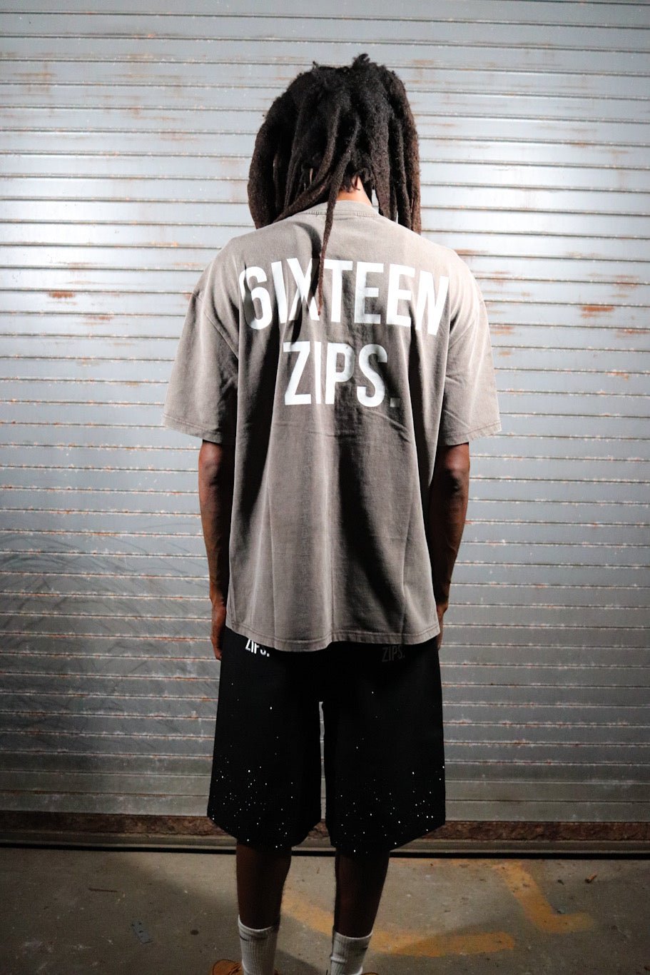 "The Universal Language" Brown Acid Washed Boxy T-shirt - 6IXTEEN Zips