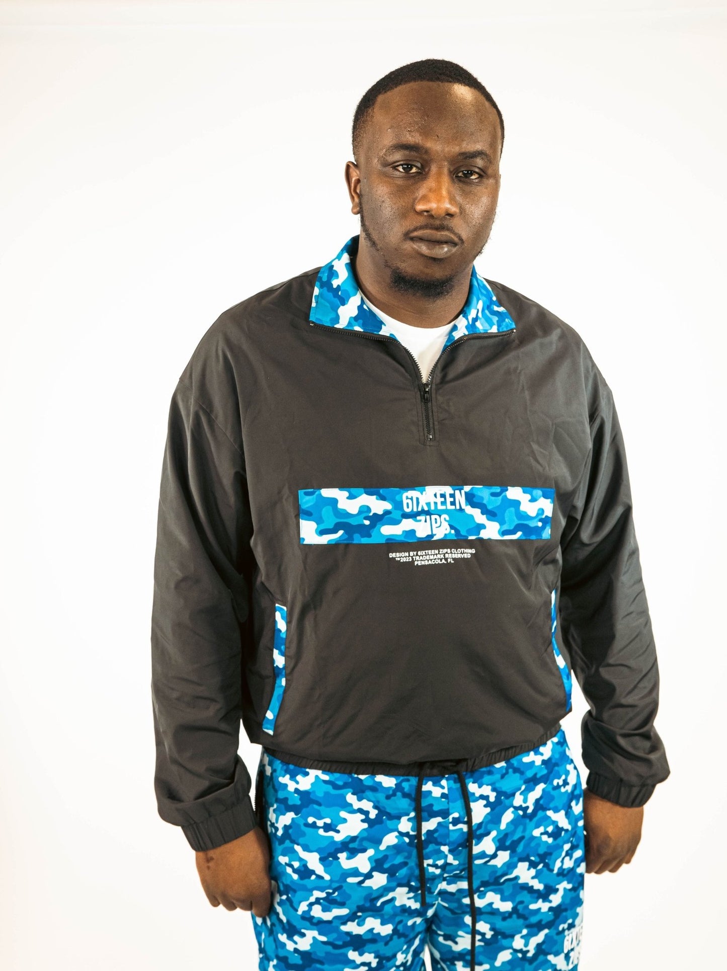 "Blue Camo" OG Logo Windbreaker Jacket - 6iXTEEN Zips