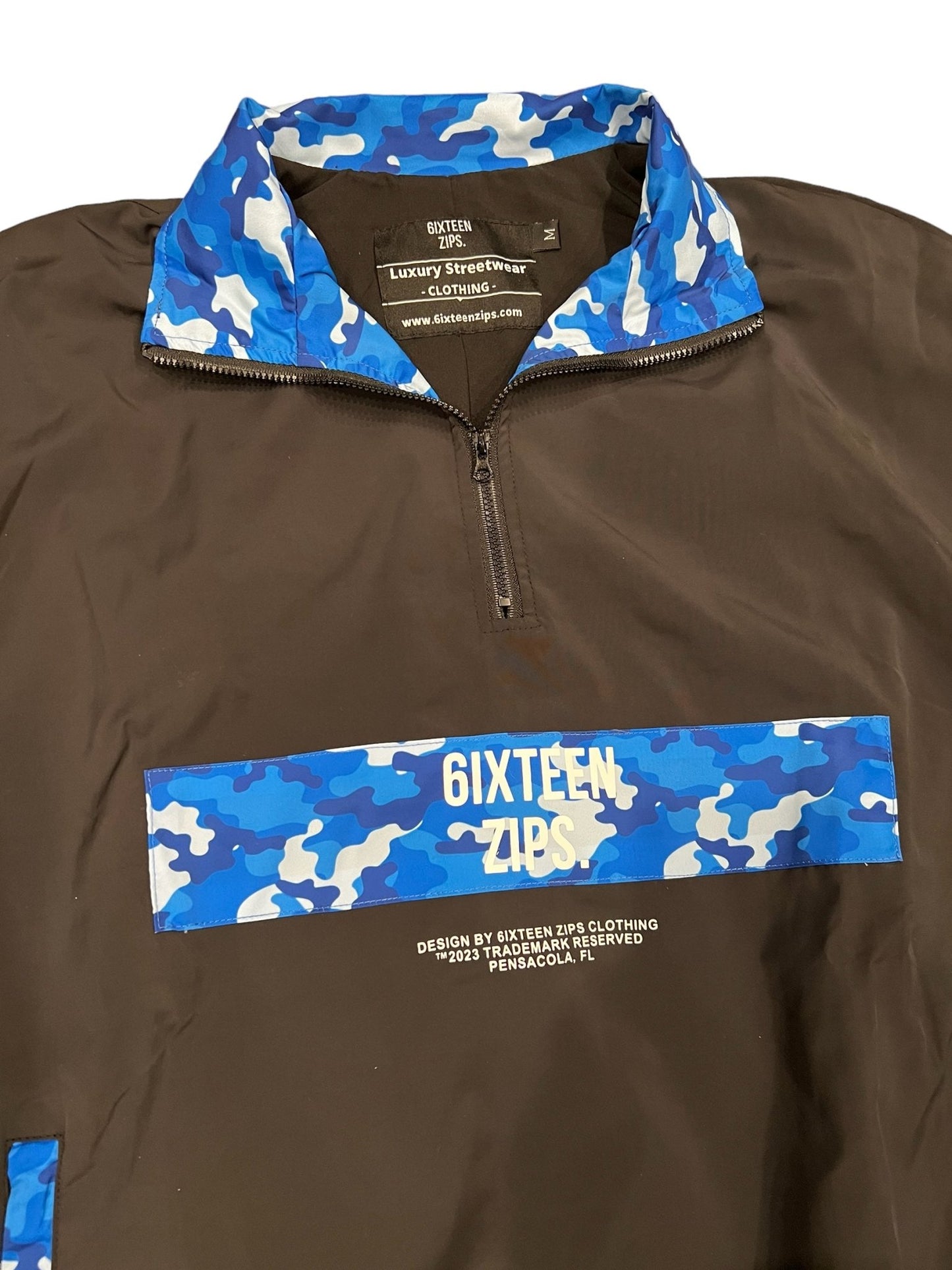 "Blue Camo" OG Logo Windbreaker Jacket - 6iXTEEN Zips