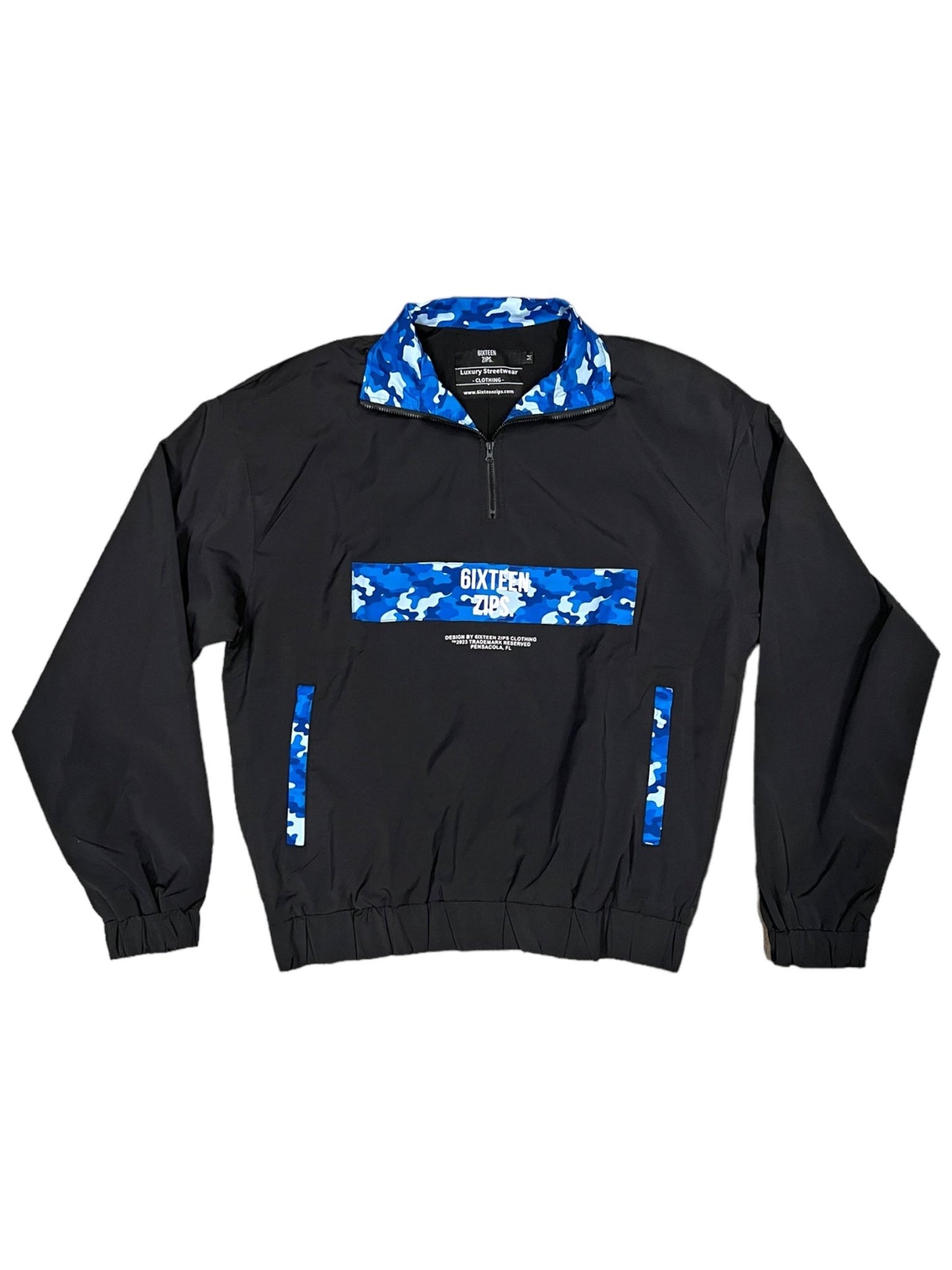 "Blue Camo" OG Logo Windbreaker Jacket - 6iXTEEN Zips