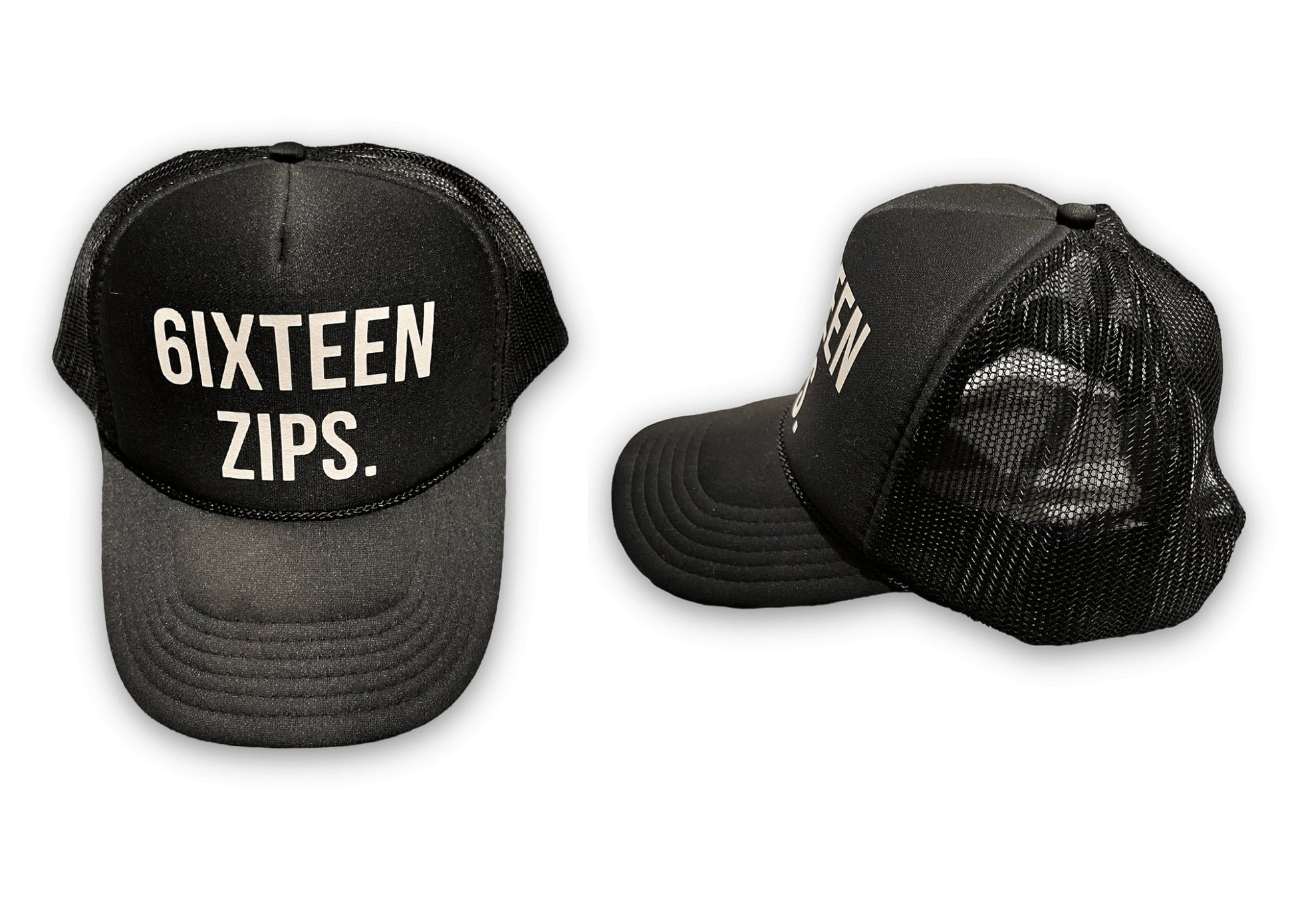 OG Logo Black/White Foam Trucker Hat – 6iXTEEN Zips