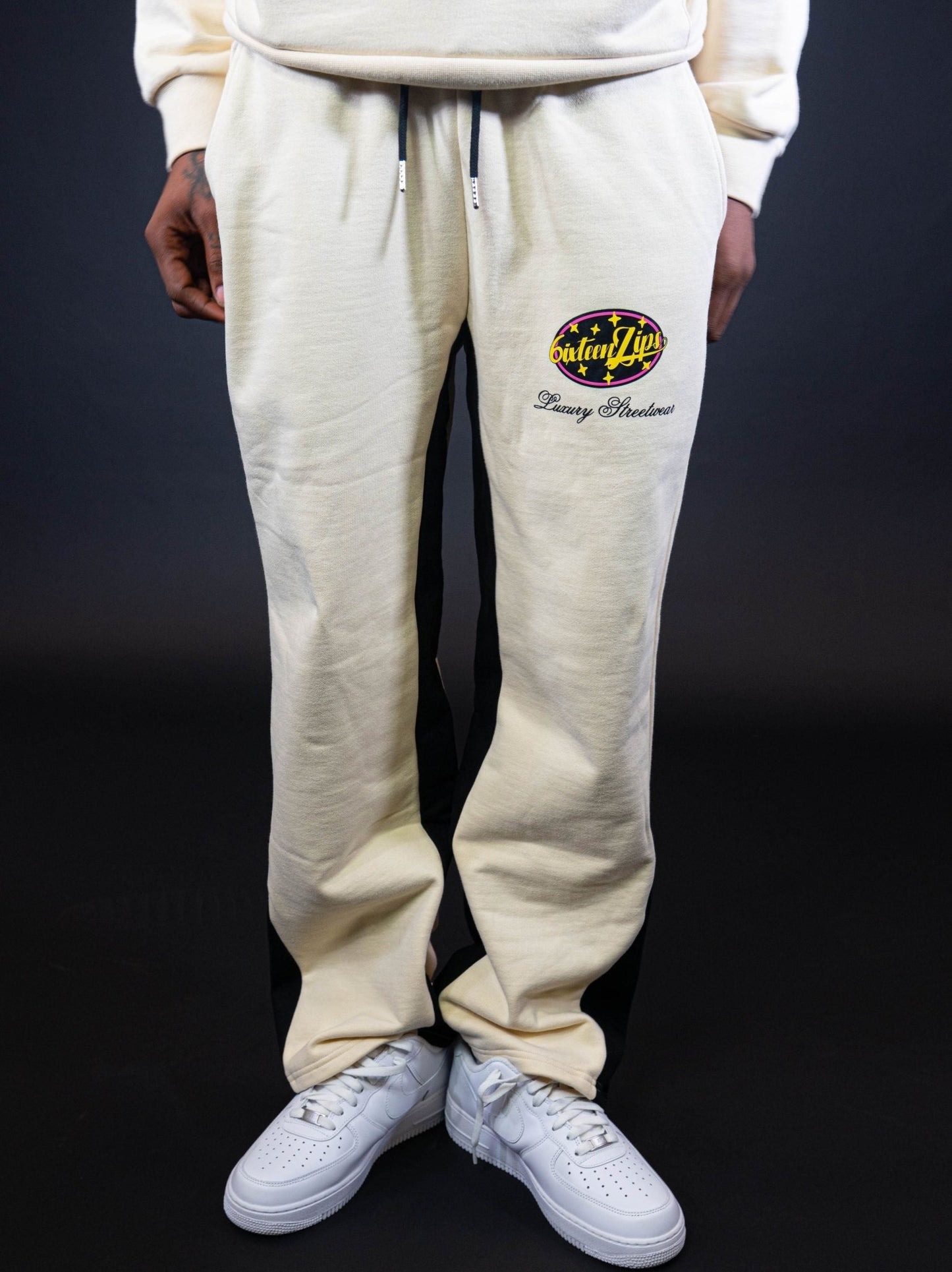 "Members Only" Tan French Terry Flare Sweatpants - 6iXTEEN Zips