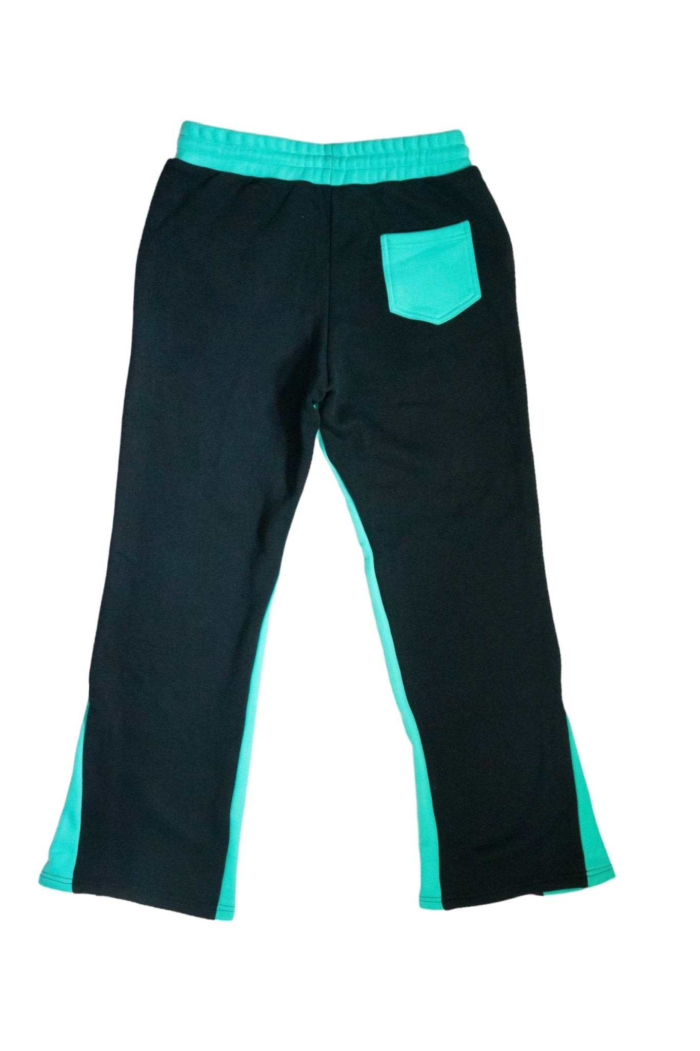 "South Beach" Black/Mint Luxury Heavyweight Flared Sweatpants - 6iXTEEN Zips